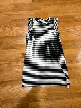 MICHAEL Michael Kors Black & White Striped Sleeveless Mini Dress